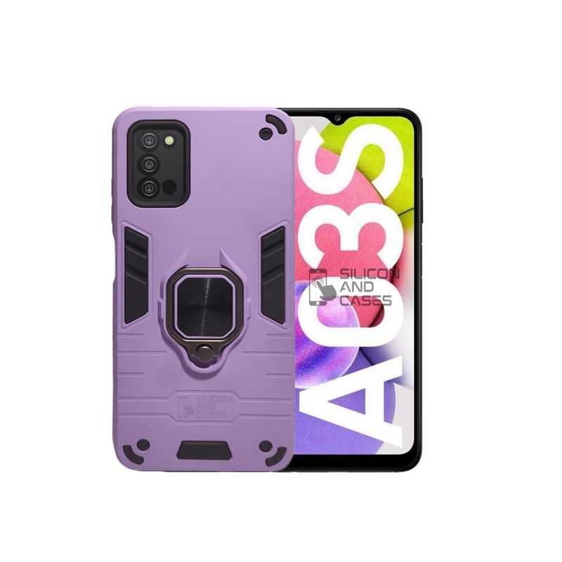 GENERICO - CARCASA ANILLO ANTIGOLPE PARA CELULAR SAMSUNG A03S COLOR LILA