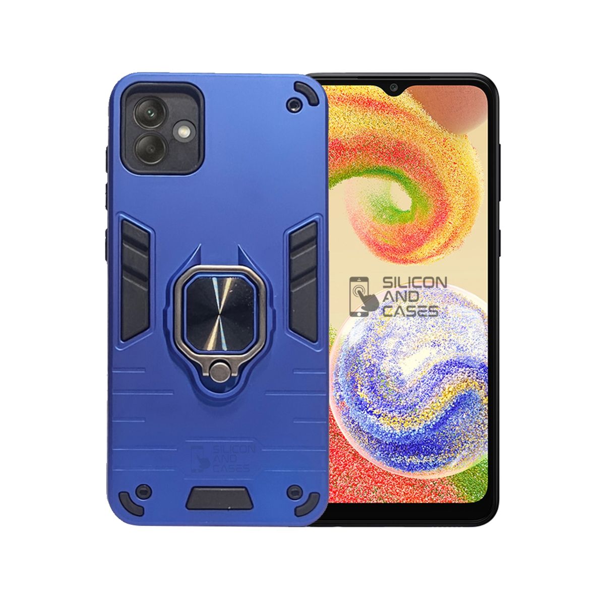 GENERICO - CARCASA ANILLO ANTIGOLPE PARA CELULAR SAMSUNG A04 COLOR AZUL