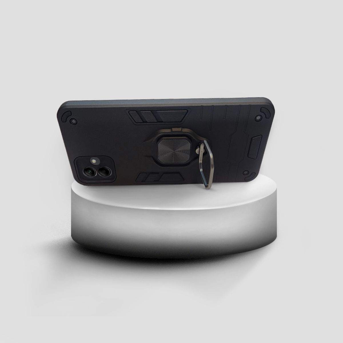 GENERICO - CARCASA ANILLO ANTIGOLPE PARA CELULAR SAMSUNG A04 COLOR NEGRO