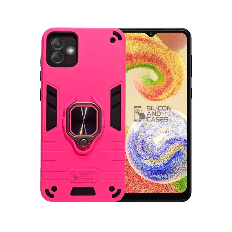 GENERICO - CARCASA ANILLO ANTIGOLPE PARA CELULAR SAMSUNG A04 COLOR FUCSIA
