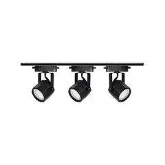 GENERICO - Lámpara Riel 3 Focos Hexagonal Luz Cálida 1mt Negro Moderno
