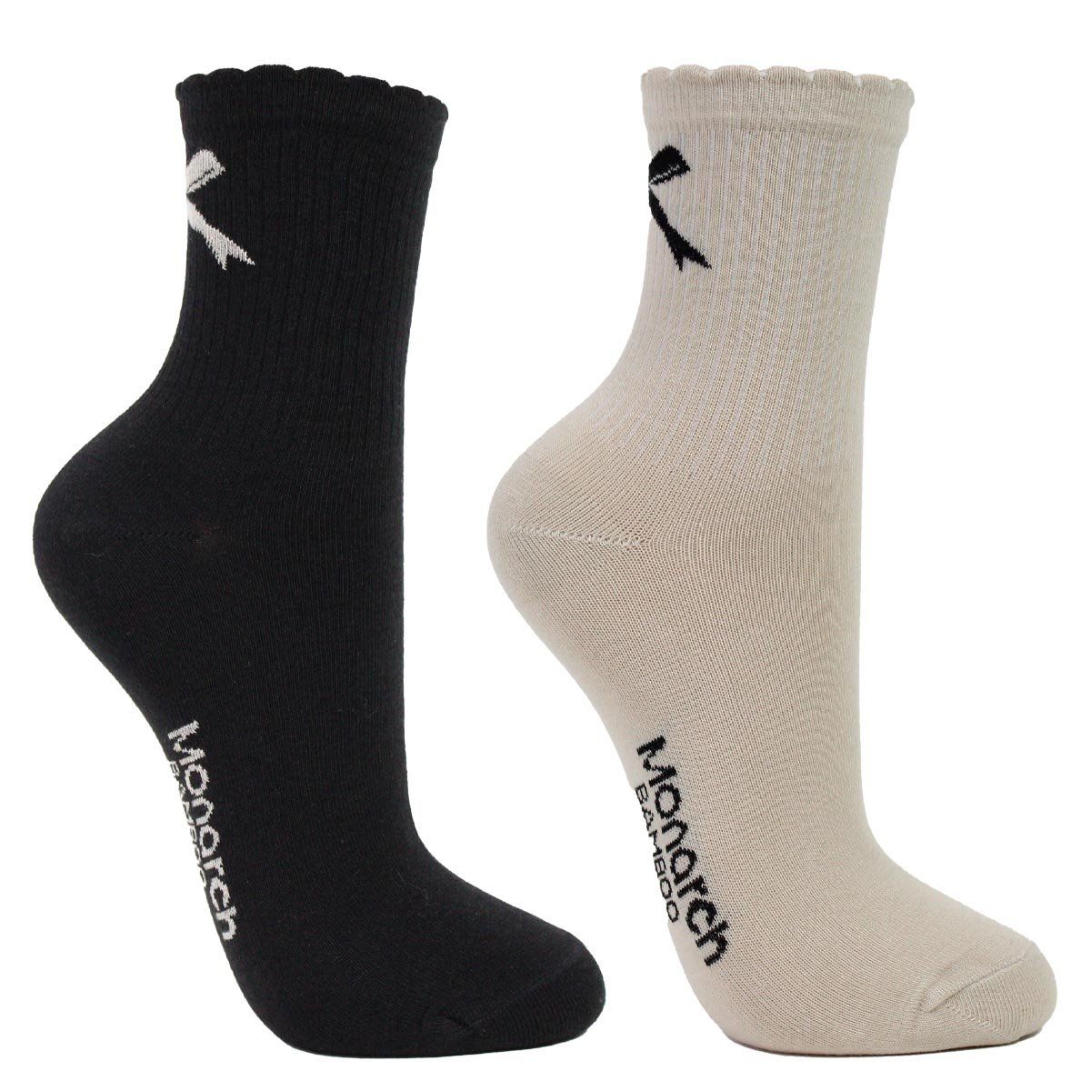 MONARCH - 2 Pares Calcetín Bamboo Cinta Crudo Monarch