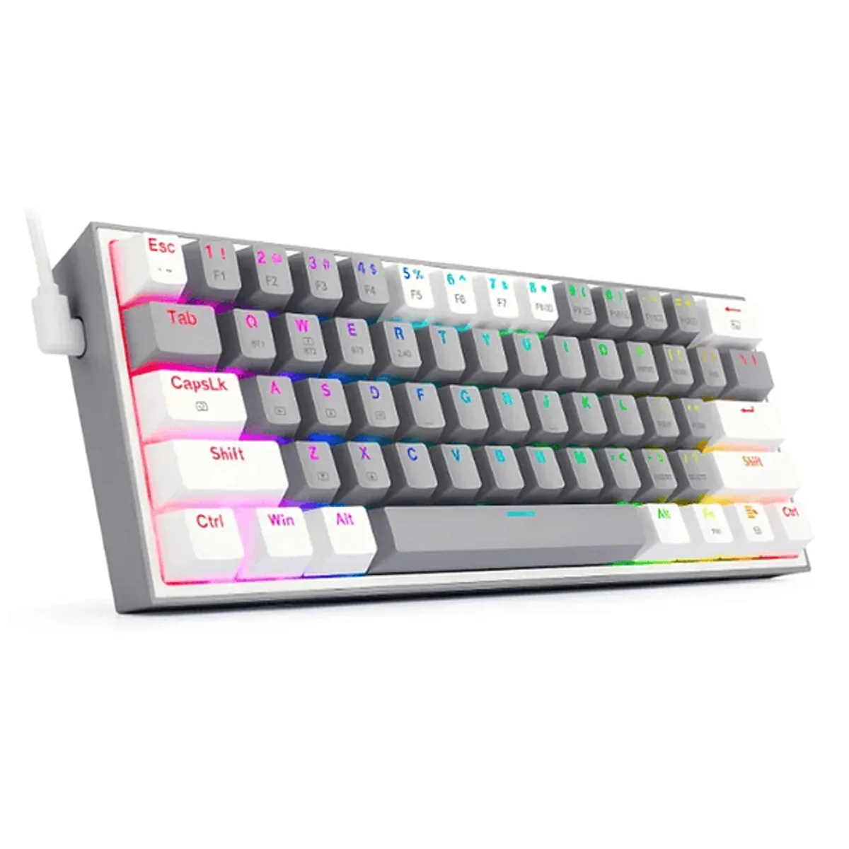 REDRAGON - Teclado Mecánico Redragon Fizz PRO K616-RGB inalámbrico, Color Gris y Blanco, Sw Rojo (Es)