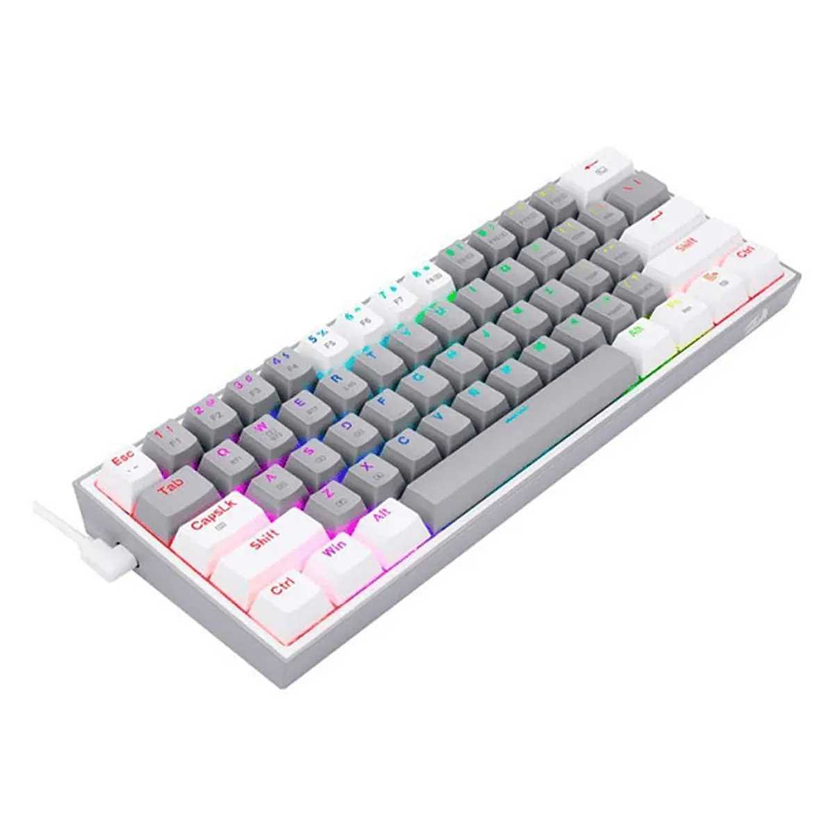REDRAGON - Teclado Mecánico Redragon Fizz PRO K616-RGB inalámbrico, Color Gris y Blanco, Sw Rojo (Es)