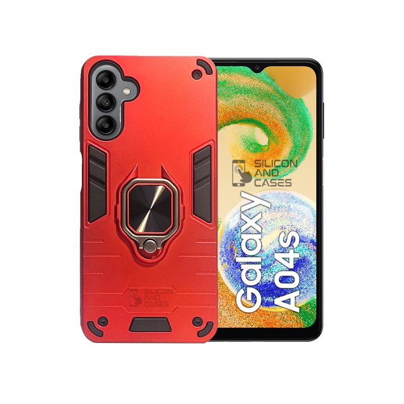 GENERICO - CARCASA ANILLO ANTIGOLPE PARA CELULAR SAMSUNG A04S COLOR ROJO