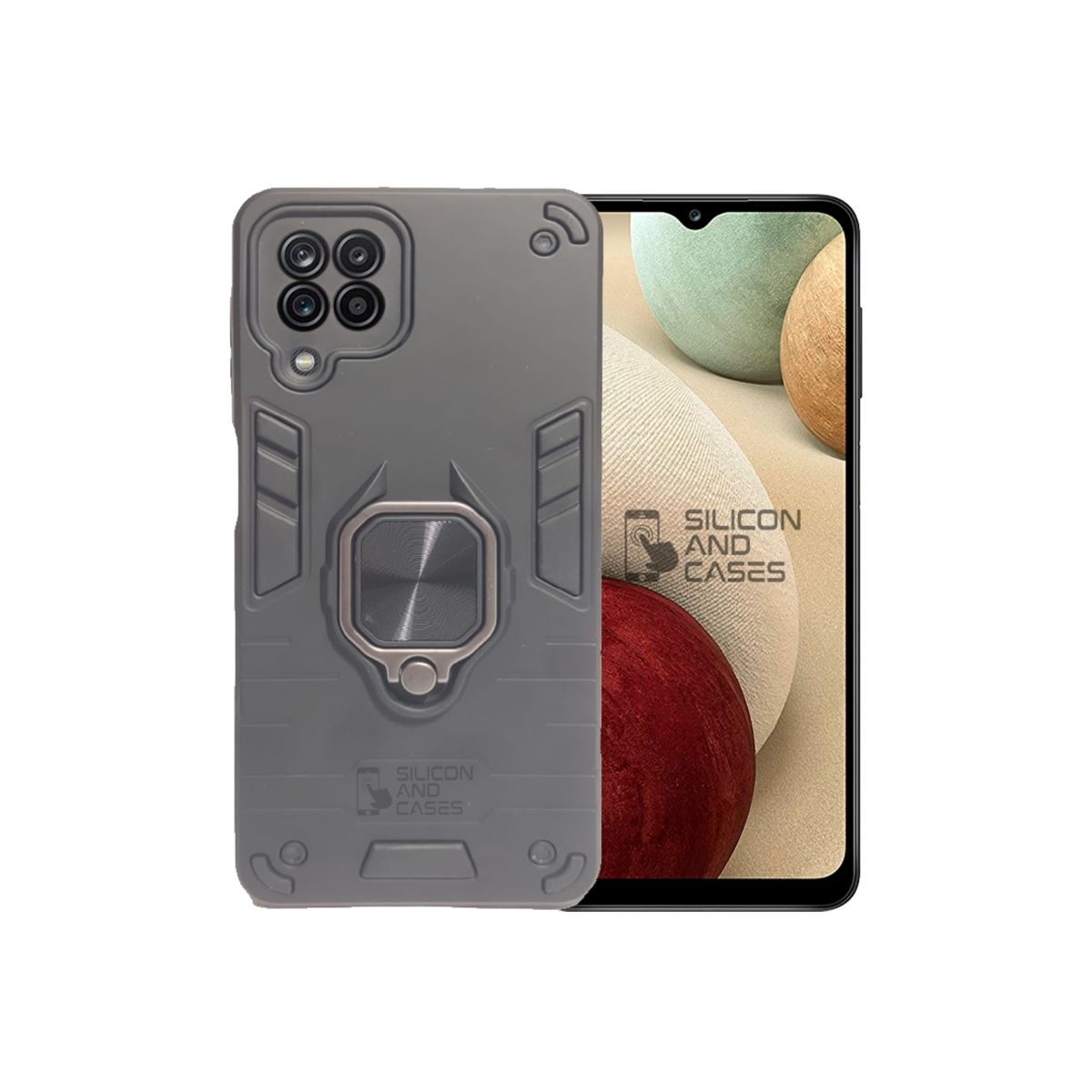 GENERICO - CARCASA ANILLO ANTIGOLPE PARA CELULAR SAMSUNG A12 COLOR NEGRO