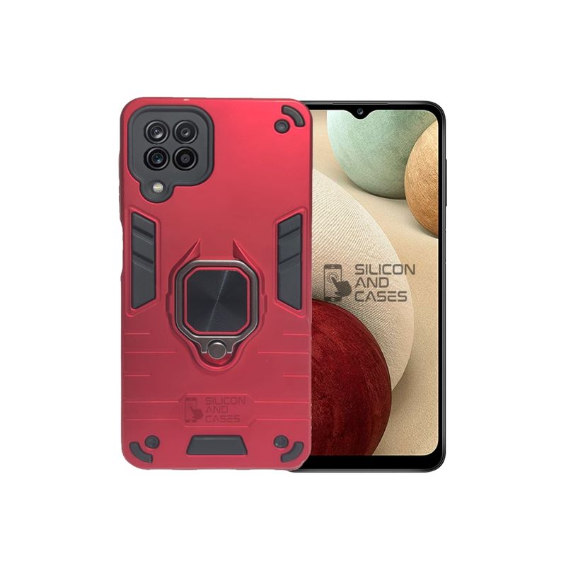 GENERICO - CARCASA ANILLO ANTIGOLPE PARA CELULAR SAMSUNG A12 COLOR ROJO