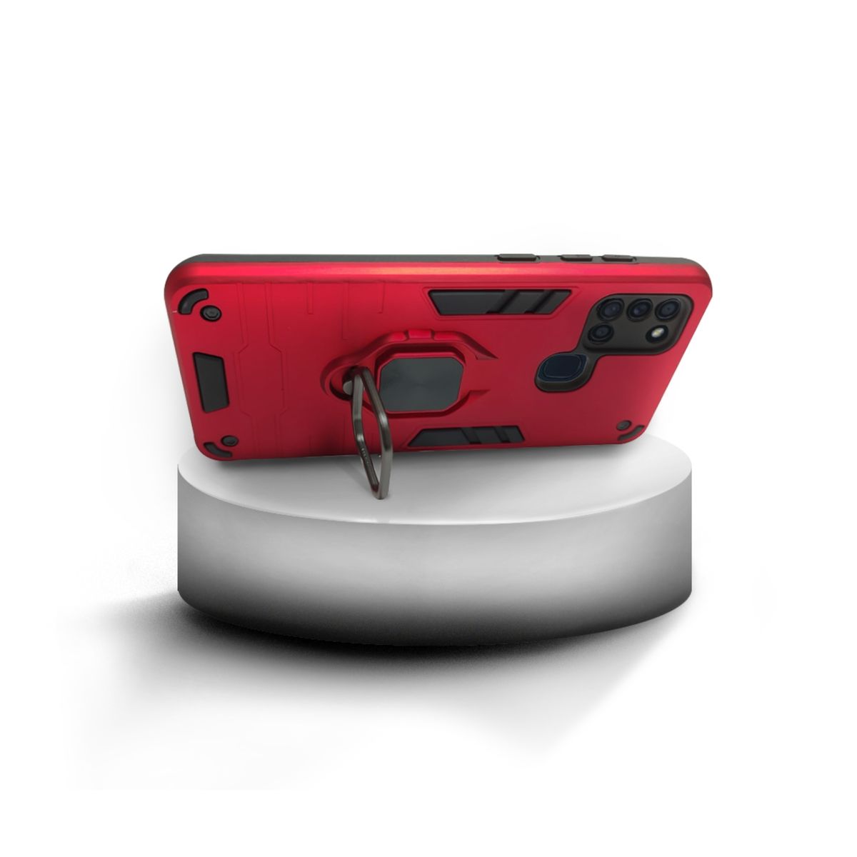 GENERICO - CARCASA ANILLO ANTIGOLPE PARA CELULAR SAMSUNG A21S COLOR ROJO