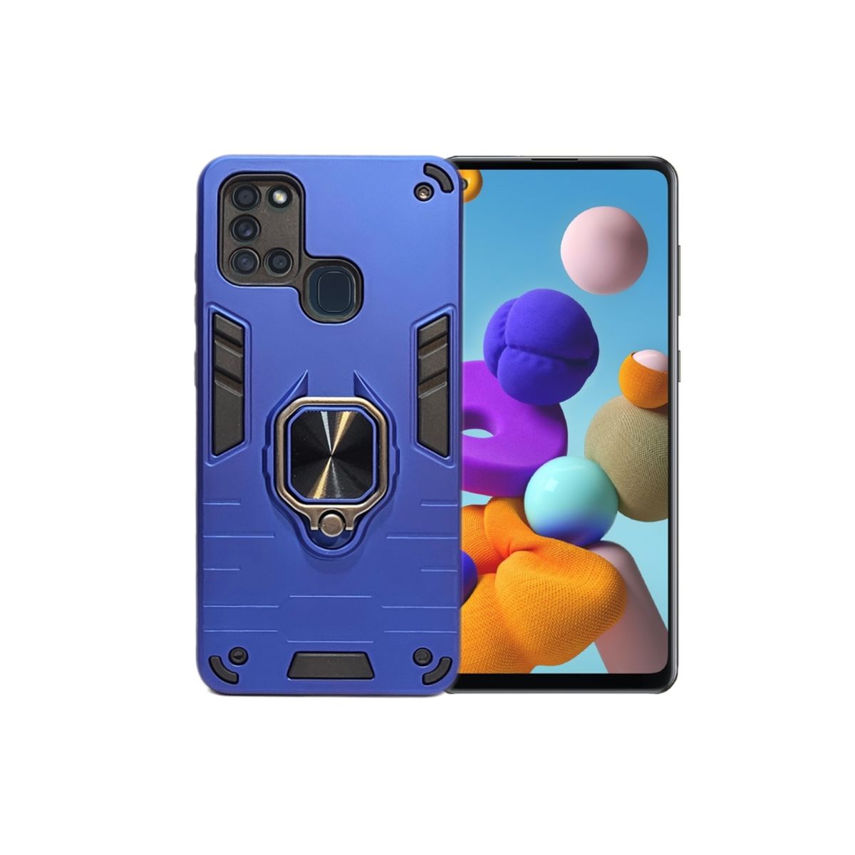 GENERICO - CARCASA ANILLO ANTIGOLPE PARA CELULAR SAMSUNG A21S COLOR AZUL