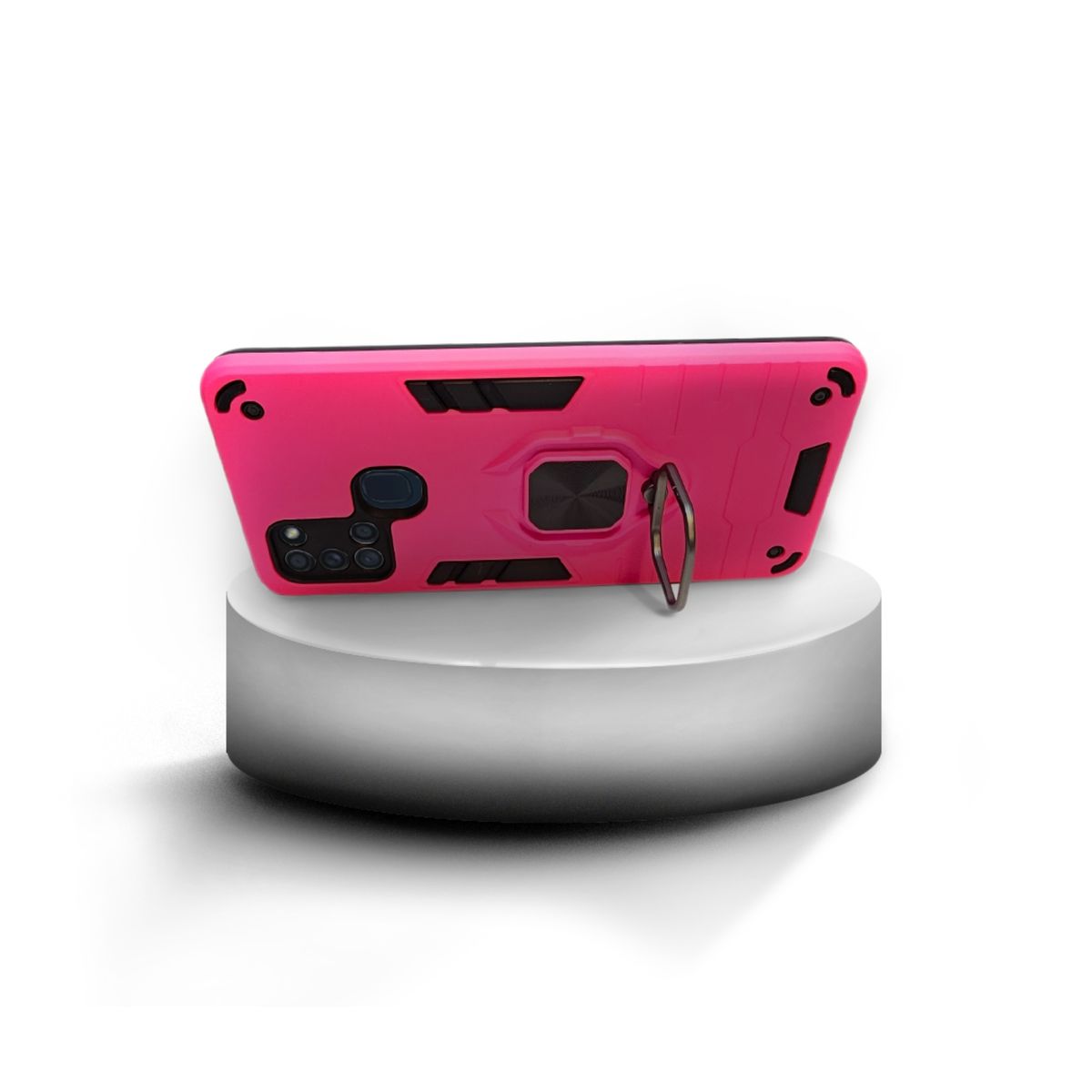 GENERICO - CARCASA ANILLO ANTIGOLPE PARA CELULAR SAMSUNG A21S COLOR FUCSIA