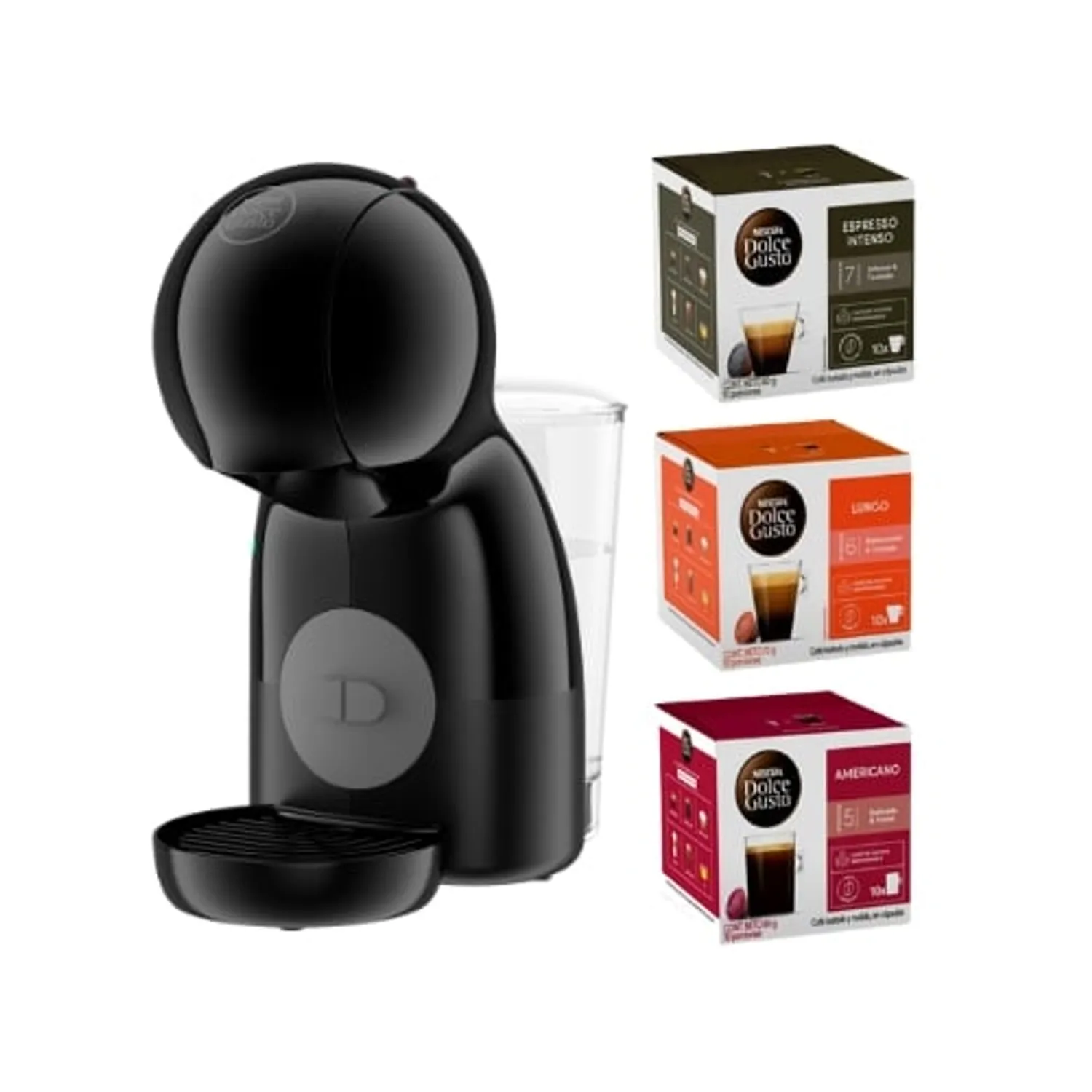 DOLCE GUSTO Cafetera Piccolo Xs + Cápsulas De Café Negro X3 Cajas