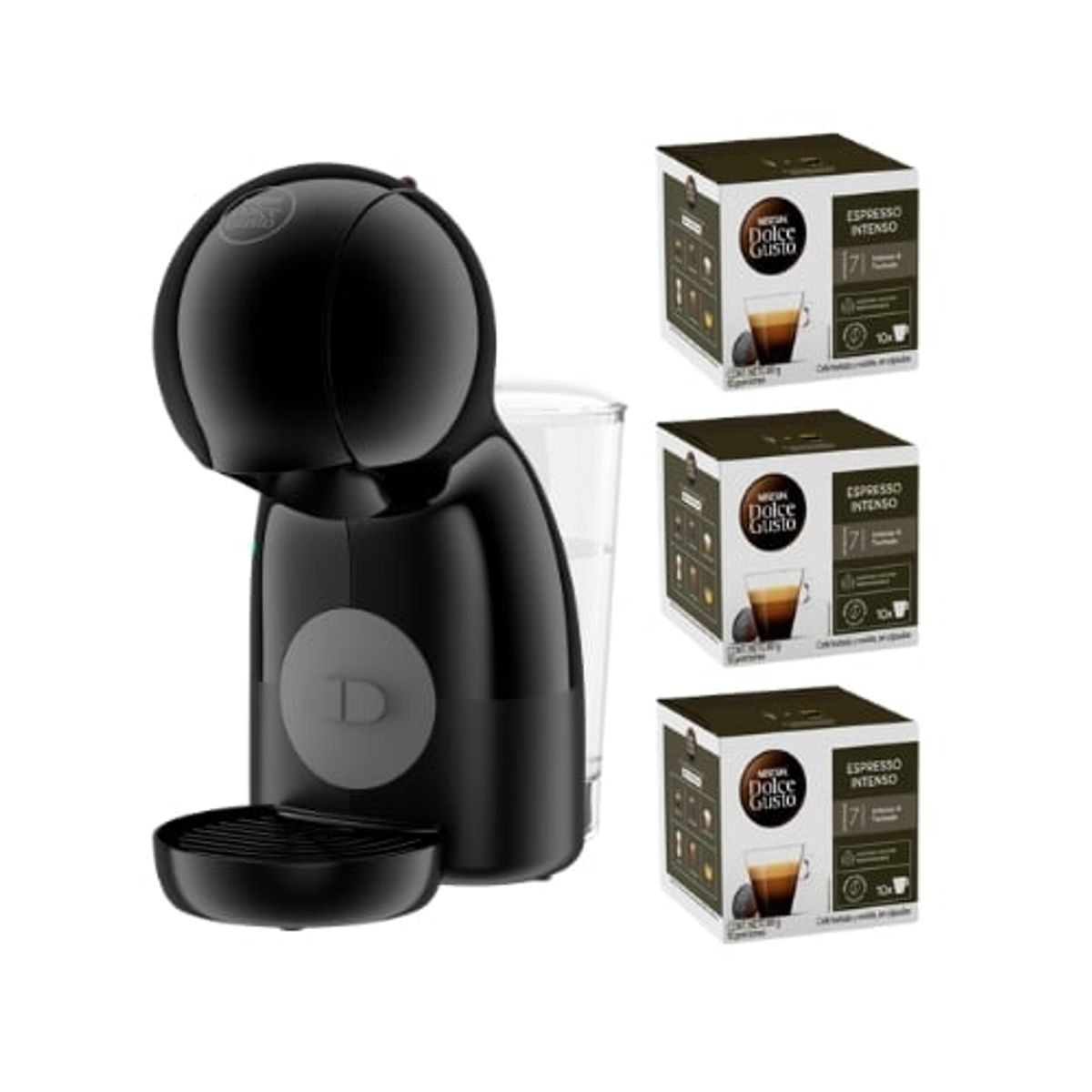 DOLCE GUSTO - Cafetera Piccolo Xs + Cápsulas Espresso Intenso X3 Cajas