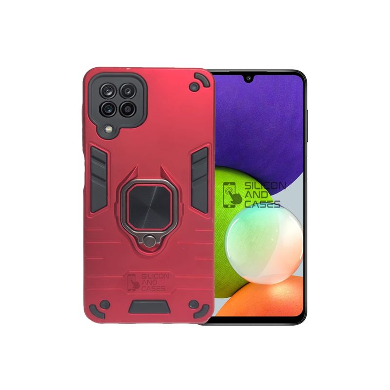 GENERICO - CARCASA ANILLO ANTIGOLPE PARA CELULAR SAMSUNG A22 4G COLOR ROJO