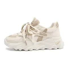 SHANDIAN - Zapatillas Plataforma Mujer Beige