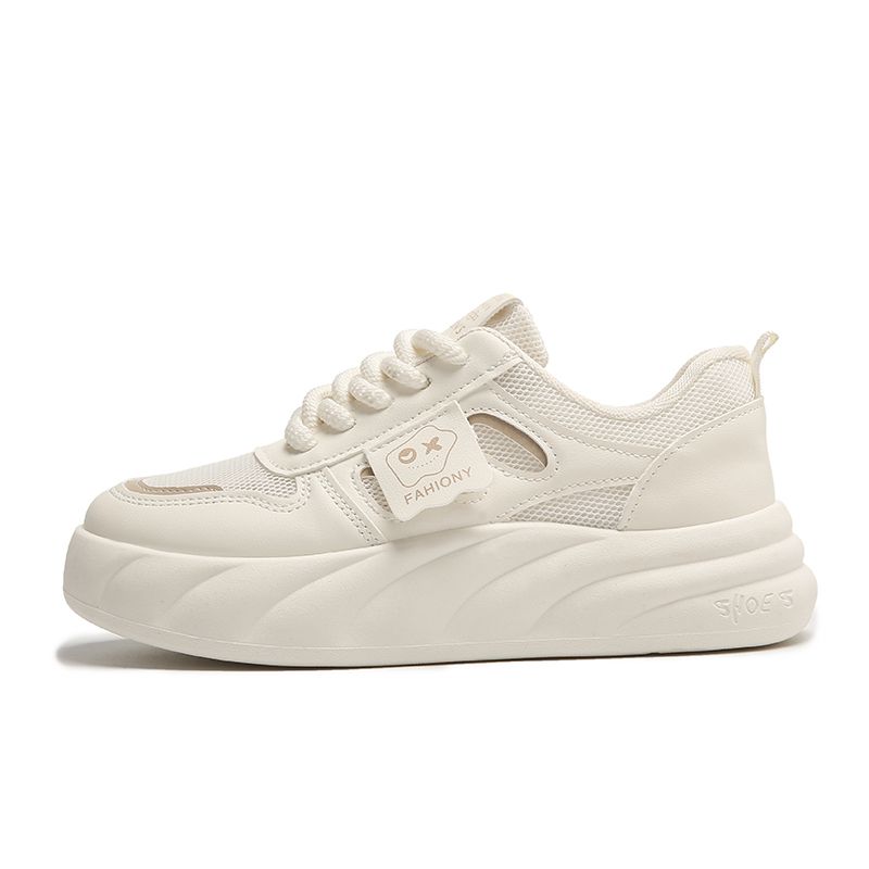 SHANDIAN - Zapatillas Plataforma Mujer Beige