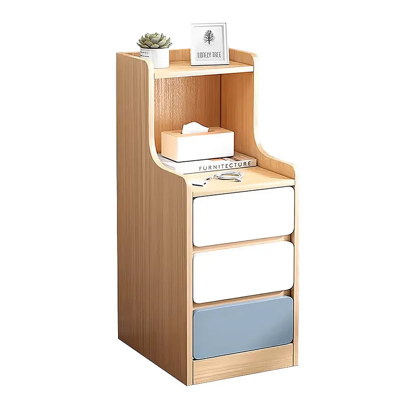 MUNDO ONLINE - Velador 2 Niveles 3 Cajones Tricolor 30x34x87