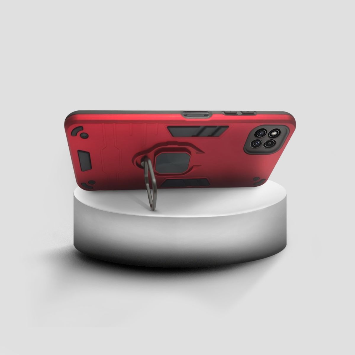 GENERICO - CARCASA ANILLO ANTIGOLPE PARA CELULAR SAMSUNG A22 5G COLOR ROJO