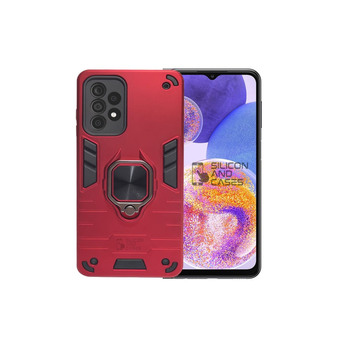 GENERICO - CARCASA ANILLO ANTIGOLPE PARA CELULAR SAMSUNG A23 COLOR ROJO