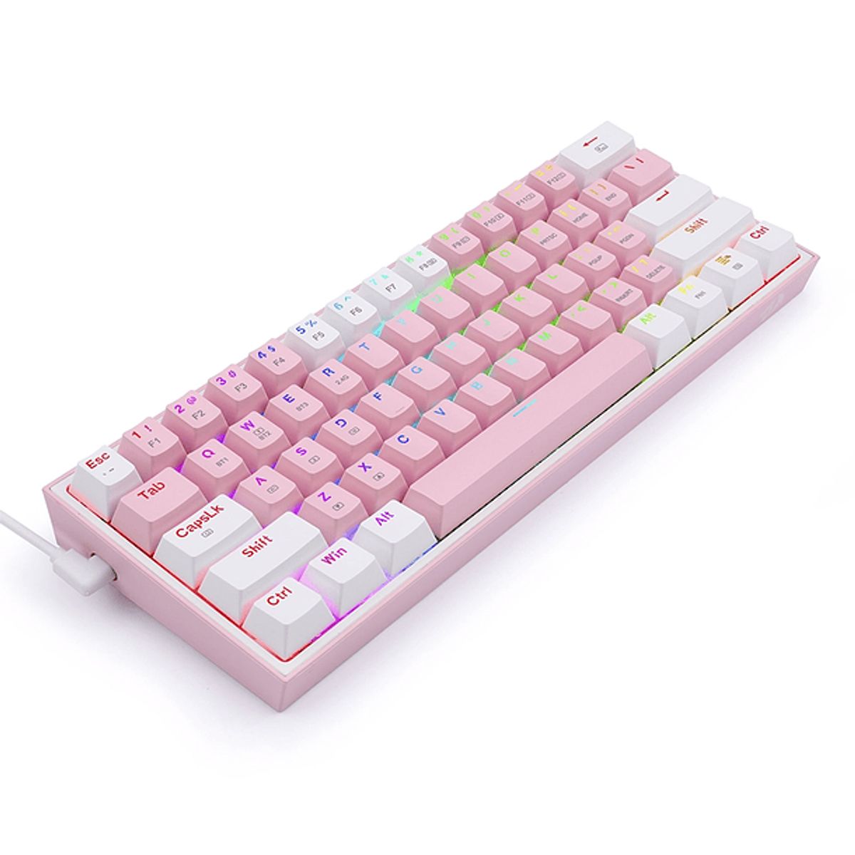 REDRAGON - Teclado Mecánico Redragon Fizz PRO K616-RGB inalámbrico, Color Rosado y Blanco, Sw Rojo (Es)