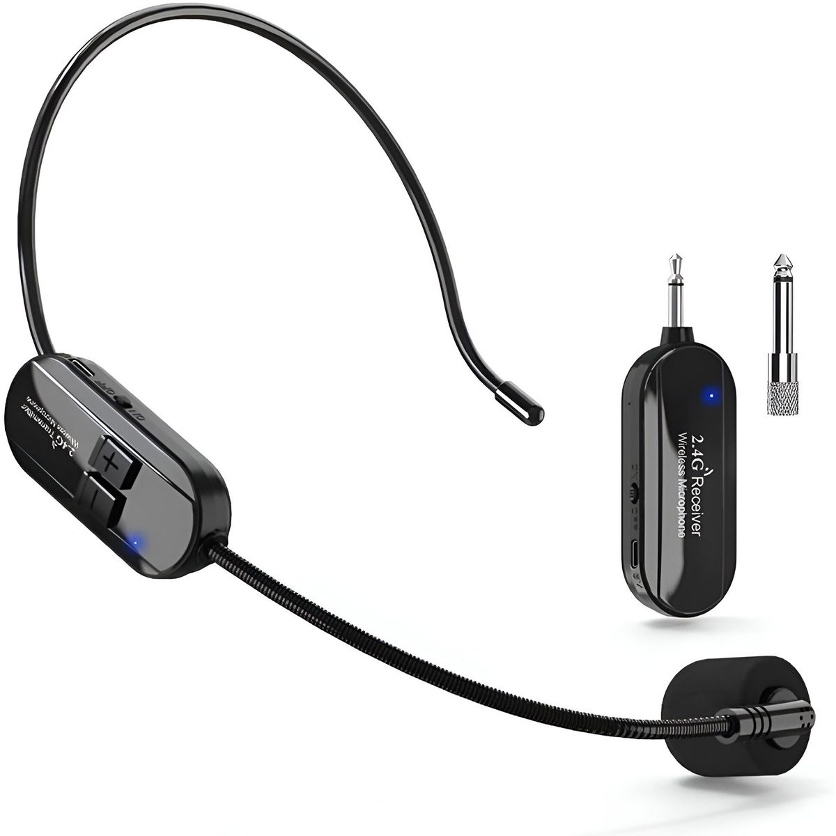 GENERICO - Micrófono Amplificador Inalámbrico Con Receptor 24g Negro