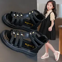 DANWEILE - Sandalia Escolar Niña Negro 26 a 37