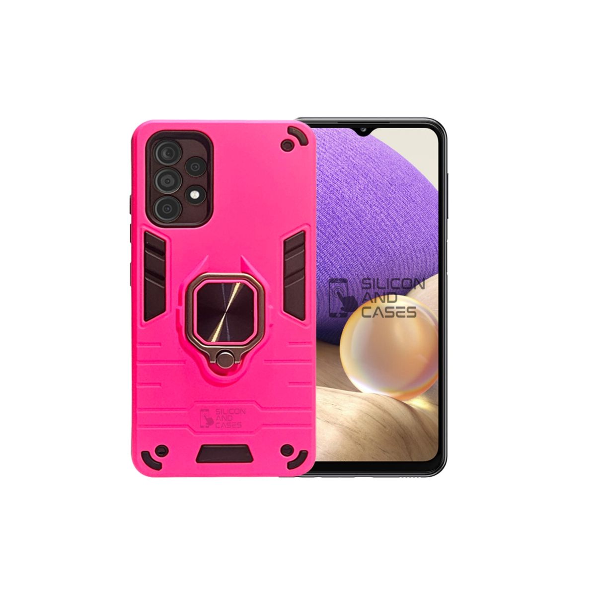 GENERICO - CARCASA ANILLO ANTIGOLPE PARA CELULAR SAMSUNG A33 COLOR FUCSIA