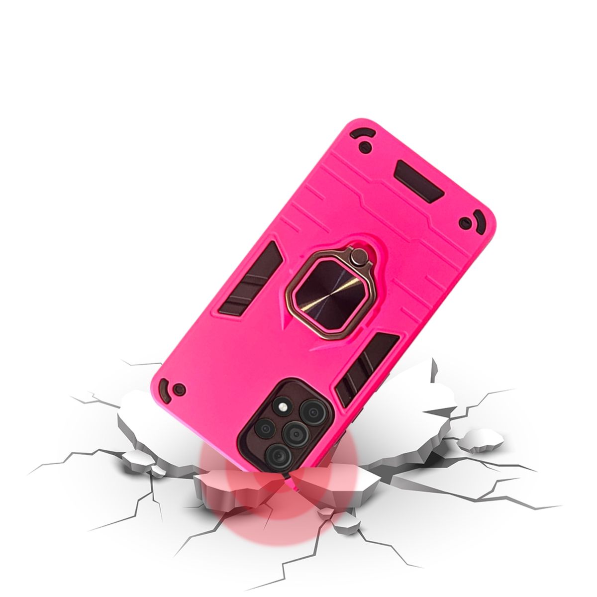 GENERICO - CARCASA ANILLO ANTIGOLPE PARA CELULAR SAMSUNG A33 COLOR FUCSIA