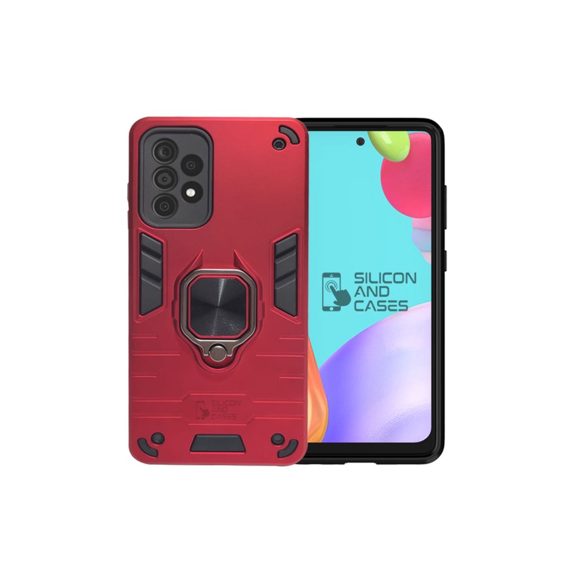 GENERICO - CARCASA ANILLO ANTIGOLPE PARA CELULAR SAMSUNG A52 COLOR ROJO
