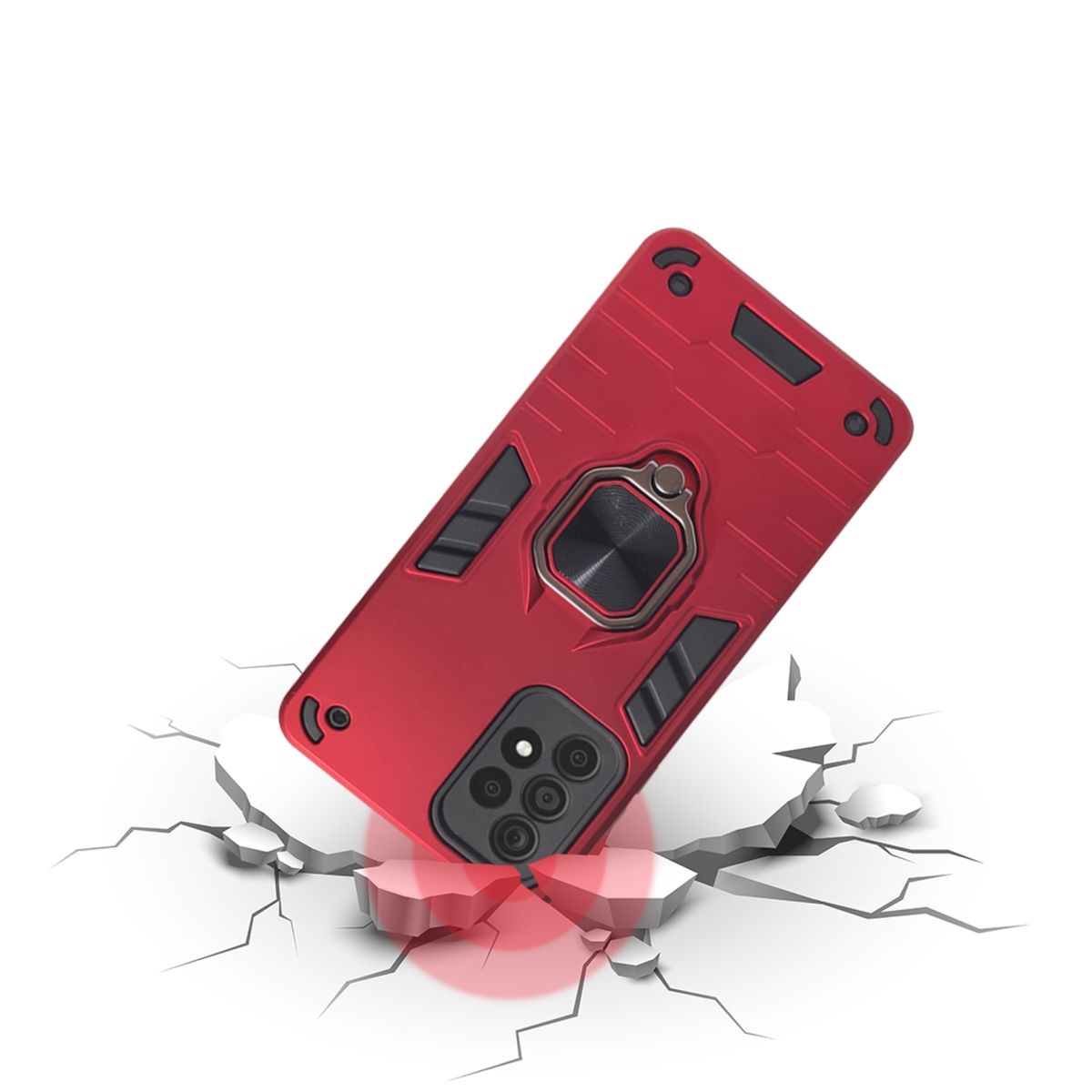 GENERICO - CARCASA ANILLO ANTIGOLPE PARA CELULAR SAMSUNG A52 COLOR ROJO