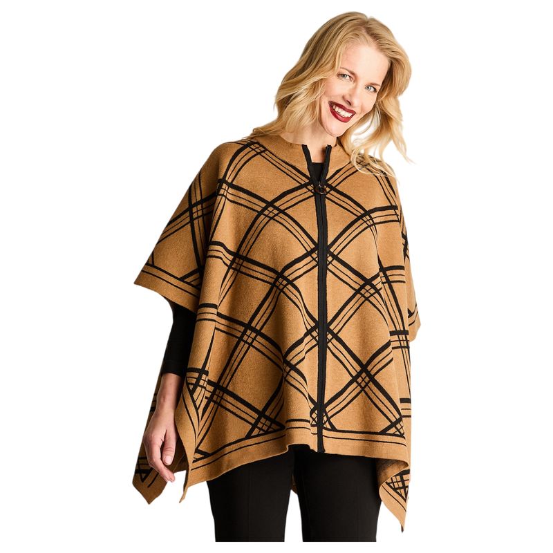 LORENZO DI PONTTI - Poncho Con Cierre Print Manga 3/4 Camel