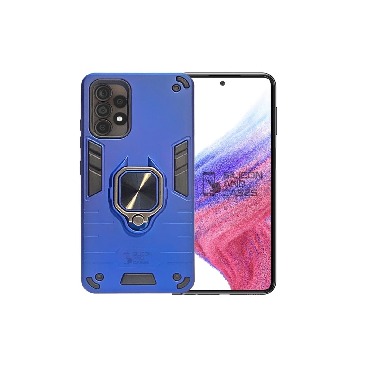 GENERICO - CARCASA ANILLO ANTIGOLPE PARA CELULAR SAMSUNG A53 COLOR AZUL