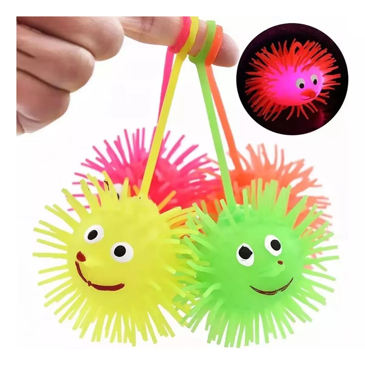 GENERICO - Pelota Erizo Luces Led Antiestrés Yoyo Squishy Apretable