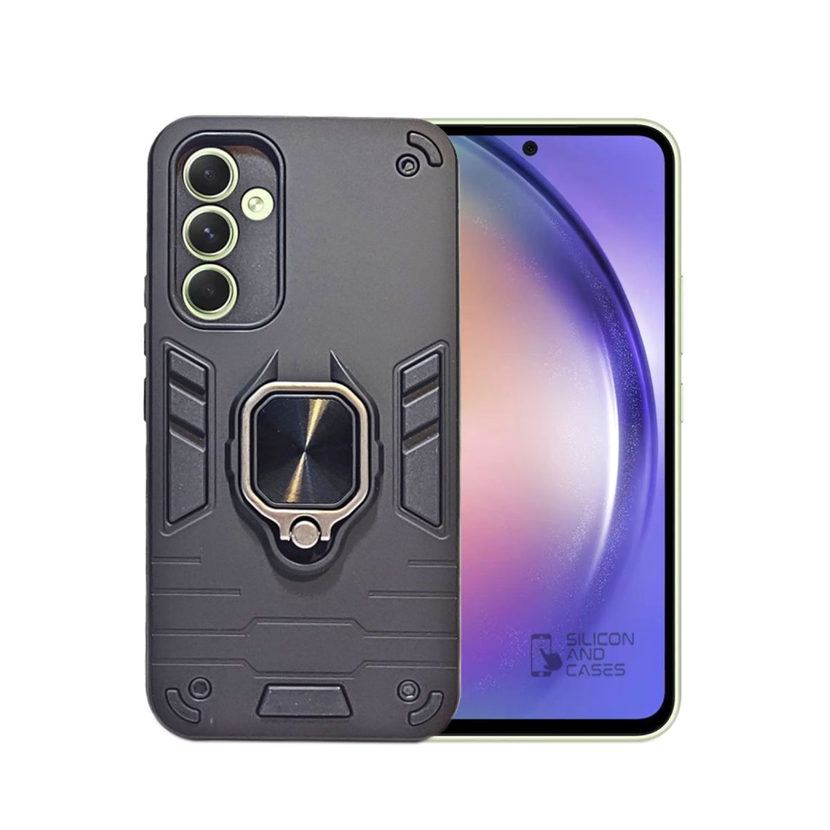 GENERICO - CARCASA ANILLO ANTIGOLPE PARA CELULAR SAMSUNG A24 COLOR NEGRO