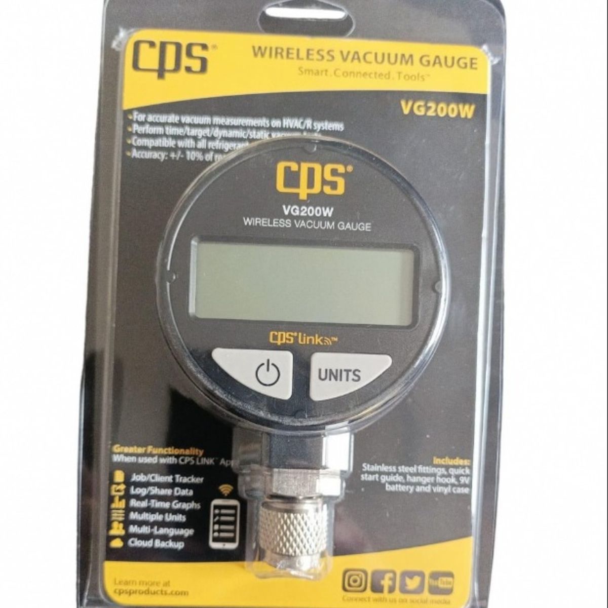 CPS UVIEW - Vacuómetro Medidor De Vacío Digital CPS VG200W