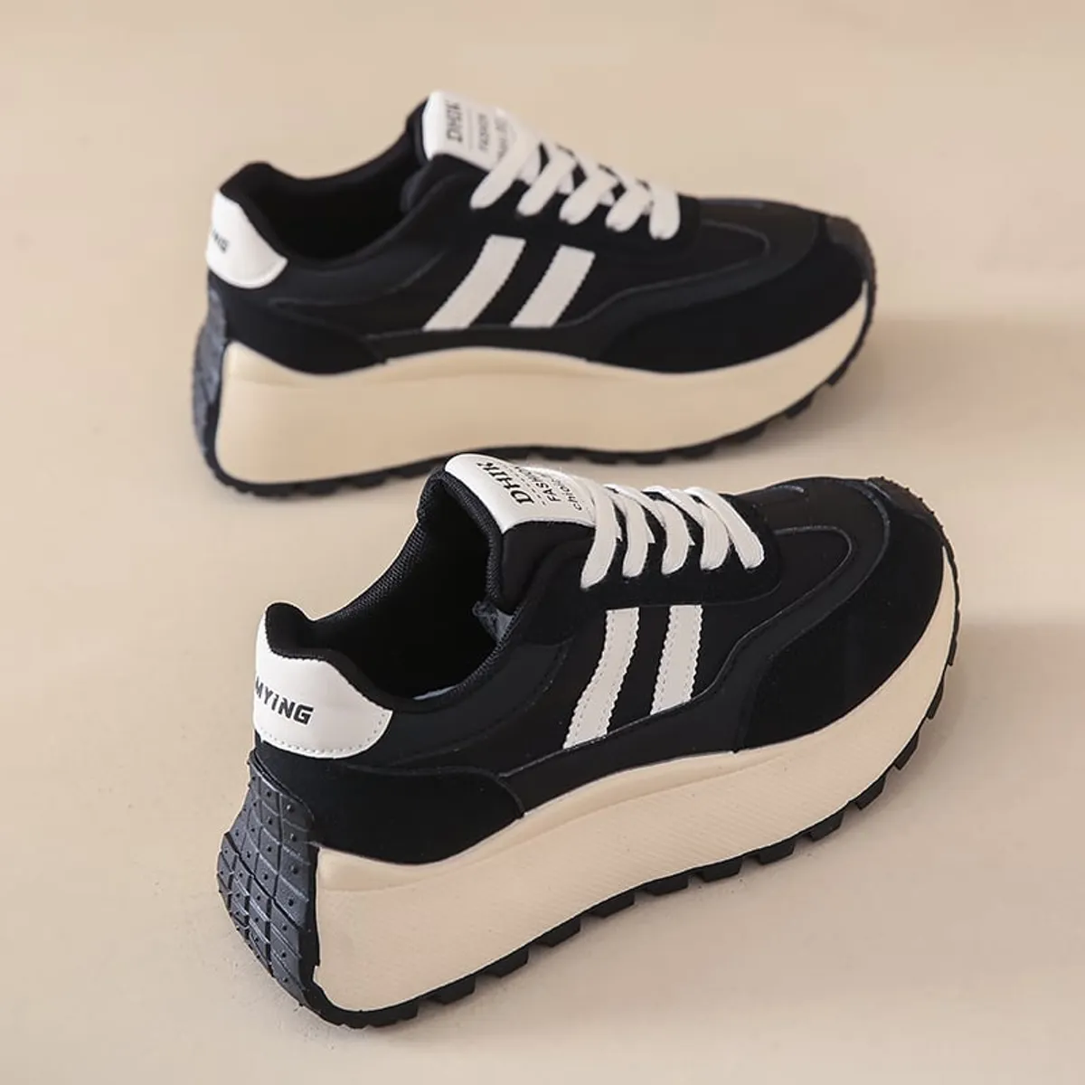 SHANDIAN - Zapatillas Plataforma Mujer Negro