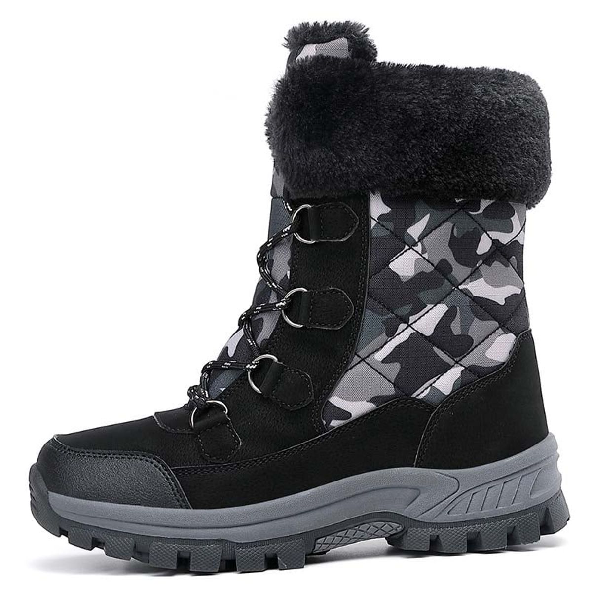 SHANDIAN - Zapatillas botin de hombre trekking temico invierno Negro