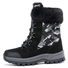 SHANDIAN - Zapatillas botin de hombre trekking temico invierno Negro
