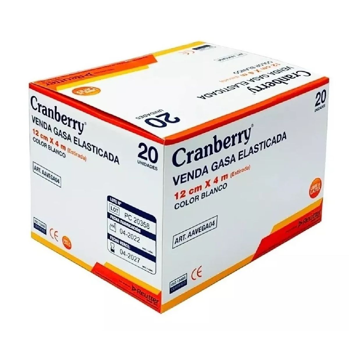 CRAMBERRY - Venda Gasa Elasticada 12cm X 4m Blanco Cranberry Caja 20 Und