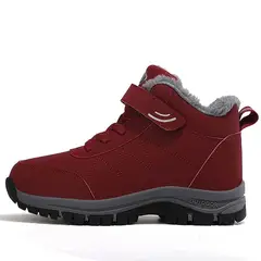 SHANDIAN - Zapatillas botin de hombre trekking temico invierno Rojo