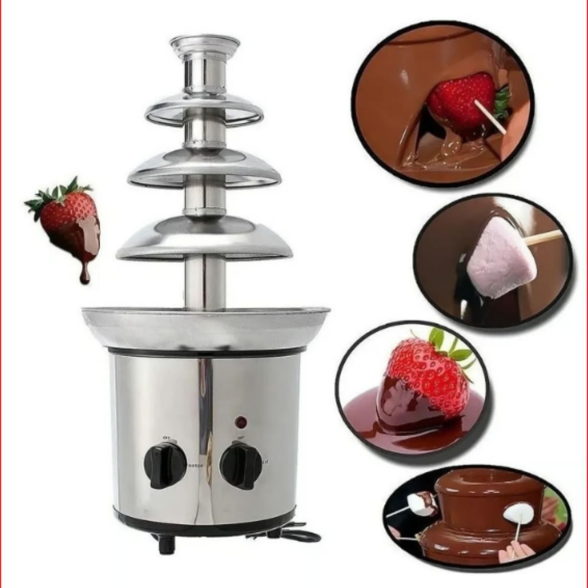 MOVI - Cascada Fuente Chocolate Fondue 4 Niveles Acero Inoxidable