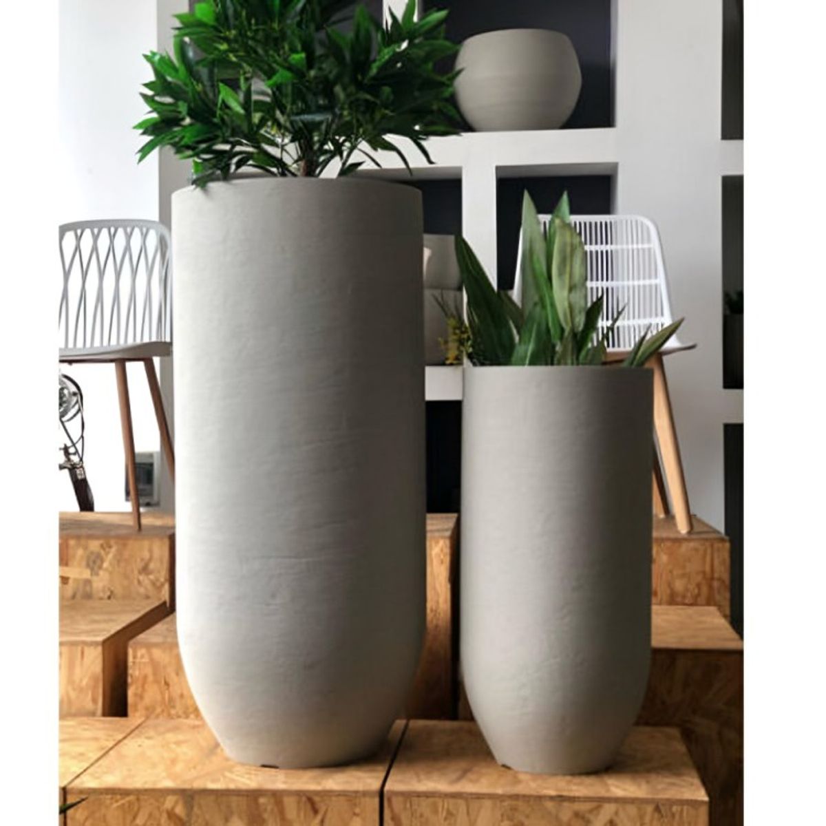 OEM - JARRON FLORERO DE CERAMICA 13,5 CM X 35 CM CAFÉ