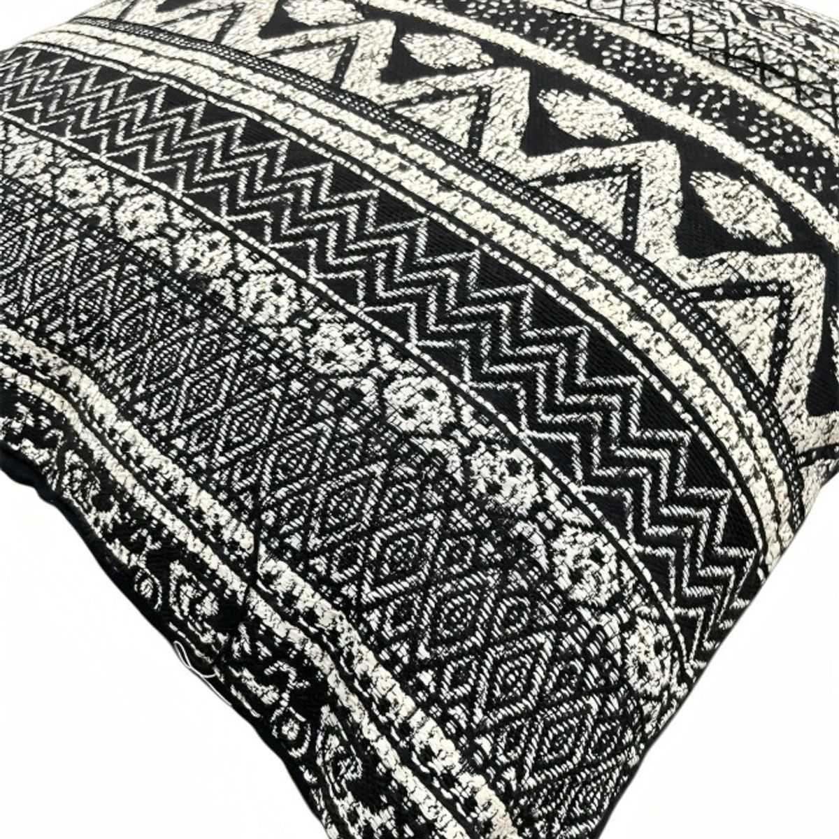 OEM - Cojin Diseño cuadrado blanco con negro sin flecos