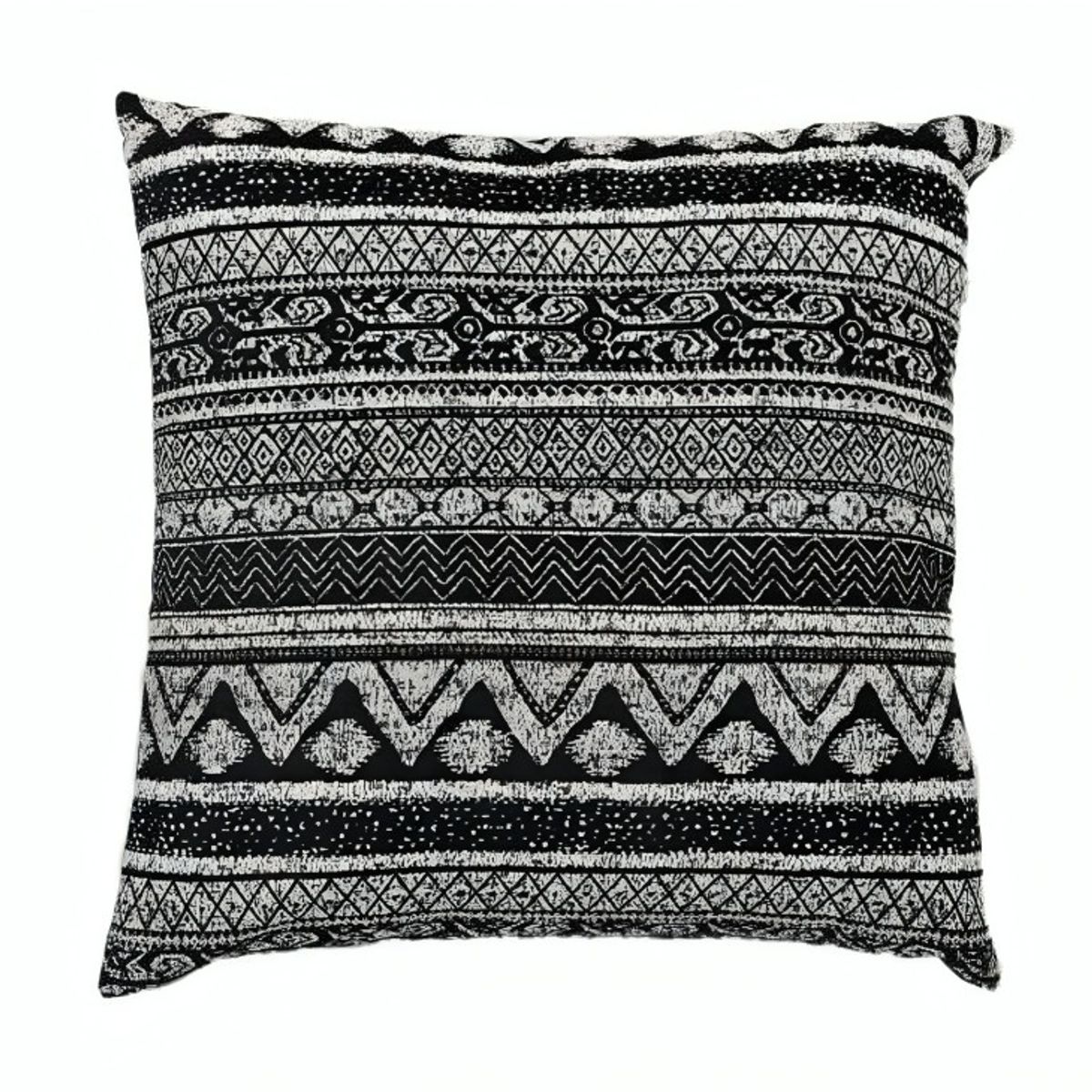 OEM - Cojín cuadrado negro rayas 45 x 45 cm