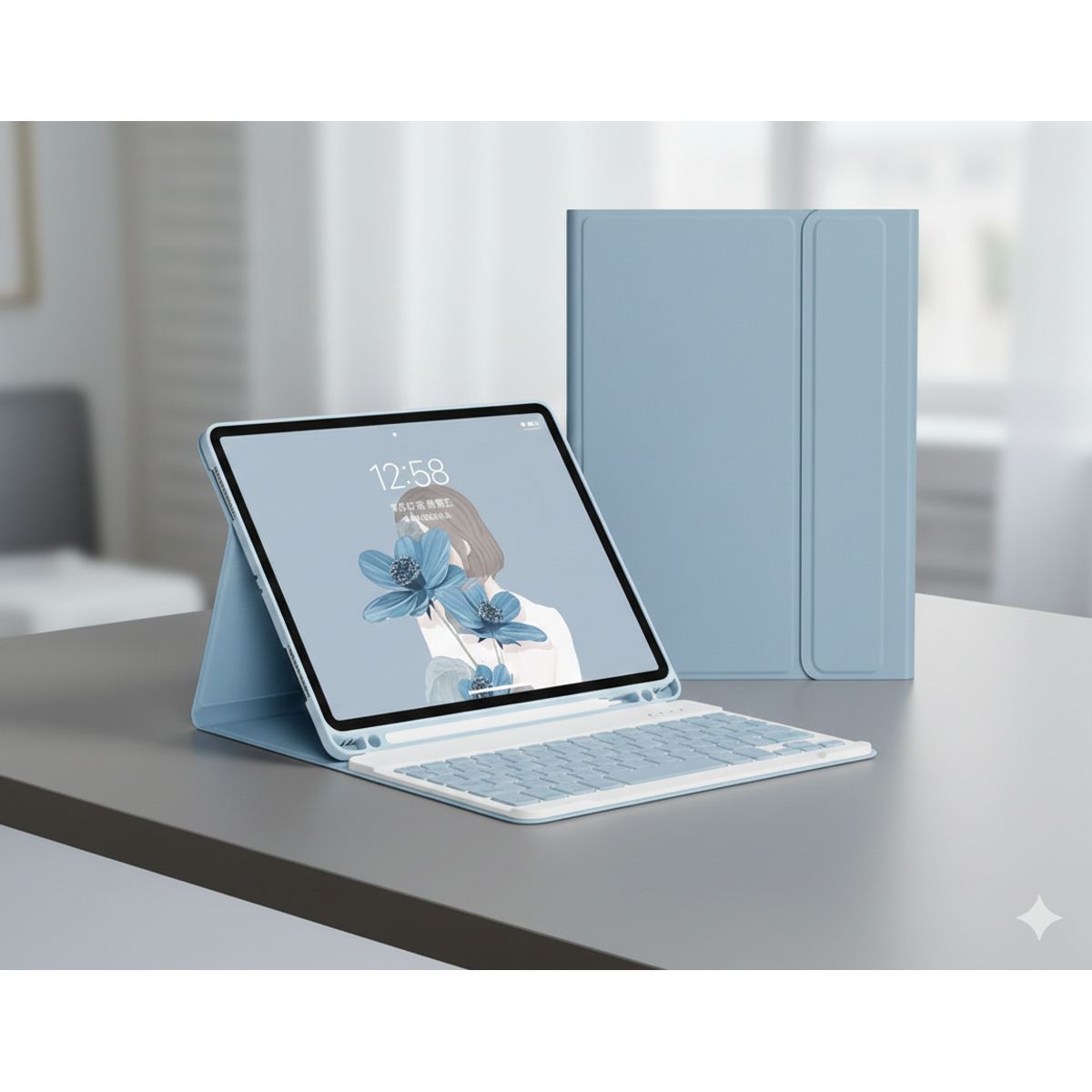 GENERICO - Funda con teclado Smart Cover Celeste Para iPad 10.2 pulgadas