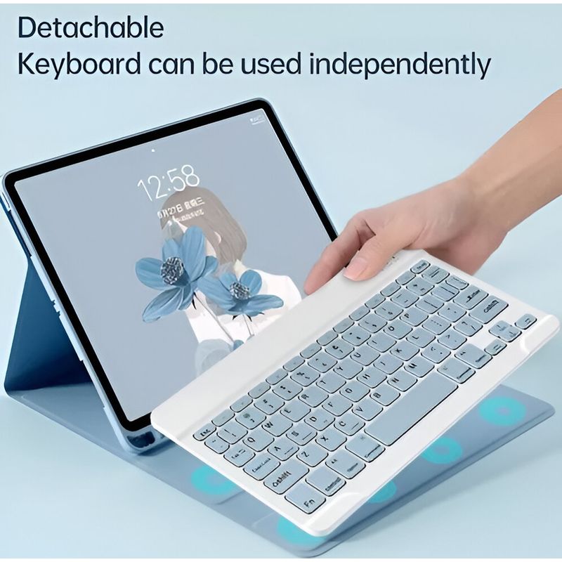 GENERICO - Funda con teclado Smart Cover Celeste Para iPad 10.2 pulgadas