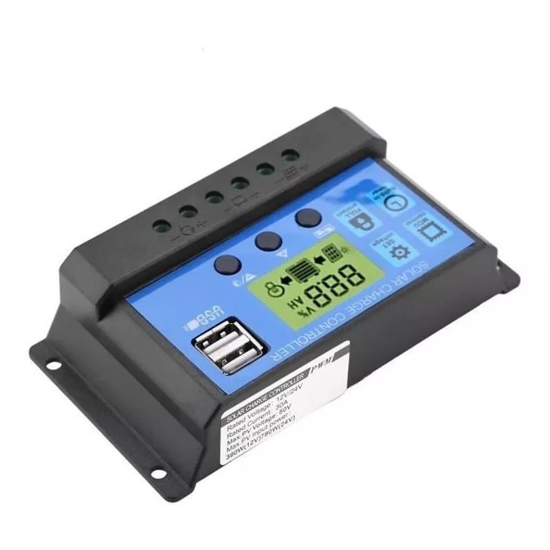 GENERICO - Regulador Carga Solar Panel Digital 12v 24v 30a