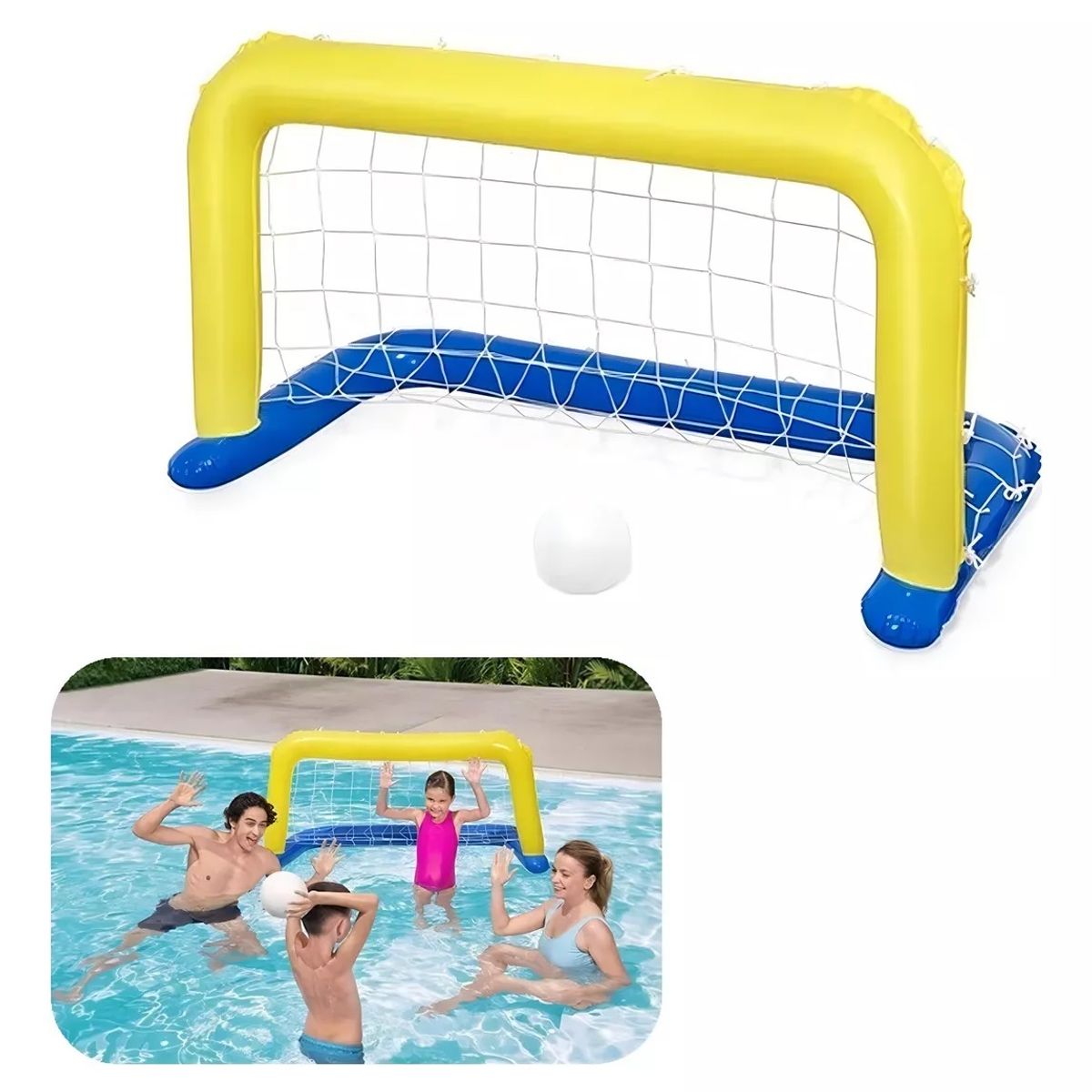 BESTWAY - Arco Flotador Inflable Water Polo Piscina + Pelota 142x76 Cm
