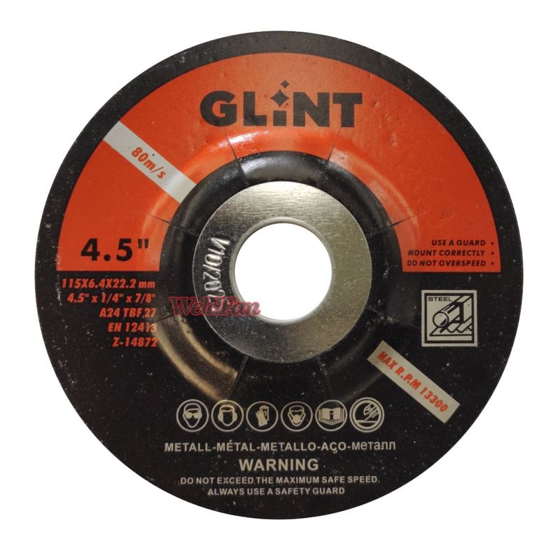 GENERICO - Disco De Desbaste Metal Pack 10Und  41/2 X6,4mm  Weldfan