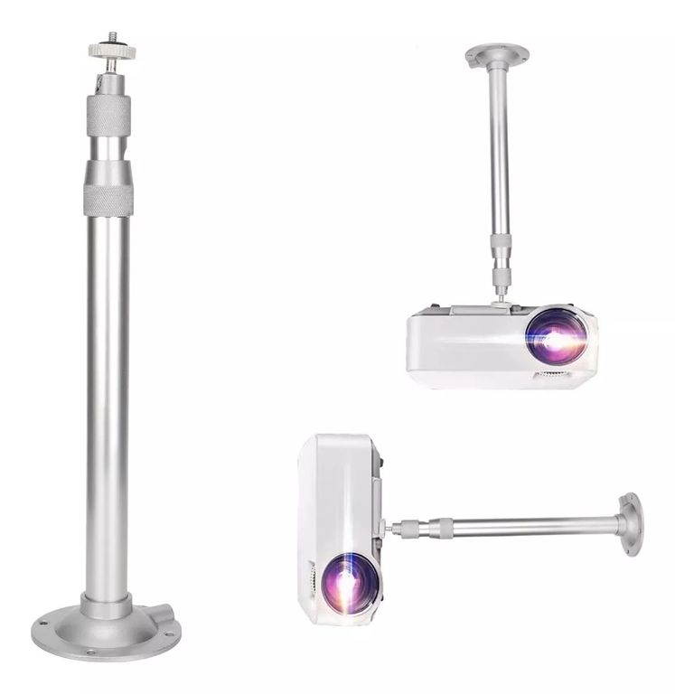 KUANGYE Soporte Para Mini Proyector A Techo, 30 A 60 Cm. Plateado