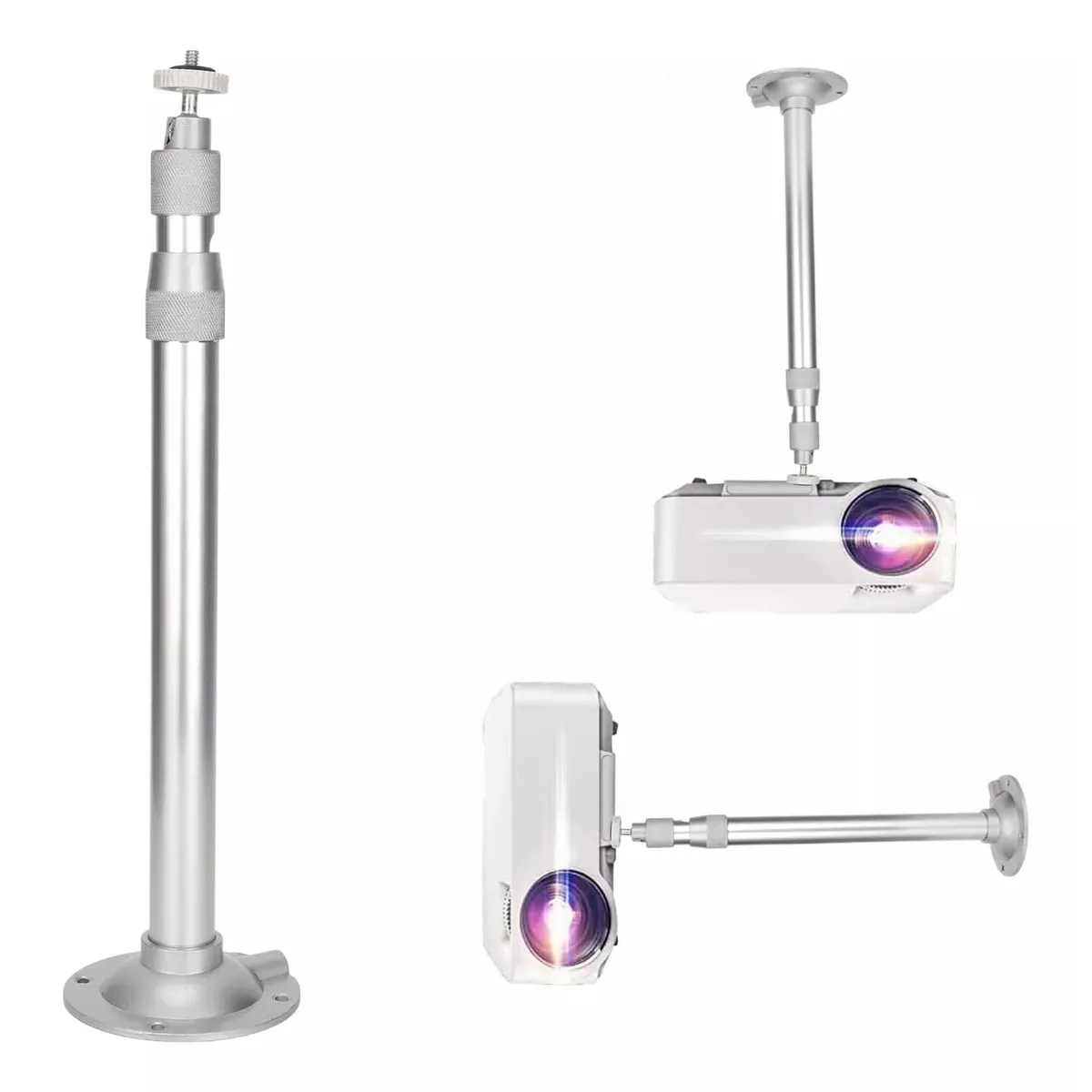 KUANGYE - Soporte Para Mini Proyector A Techo, 30 A 60 Cm. Plateado